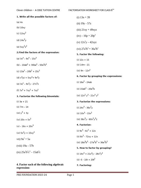 Image result for Factorisation Class 8 Worksheet Diamond Method