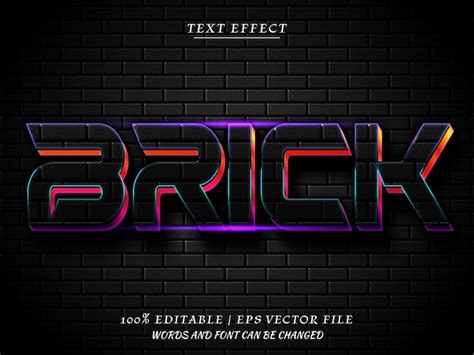 Brick 3d bearbeitbarer Texteffekt mit modernem Stil | Premium Vektor