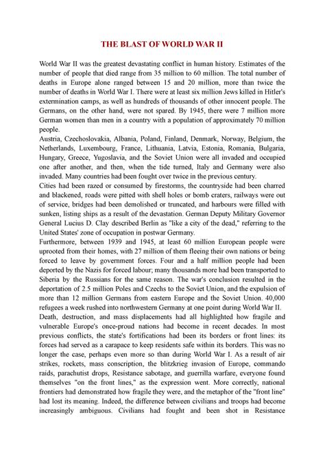 The Blast of World War II - THE BLAST OF WORLD WAR II World War II was ...