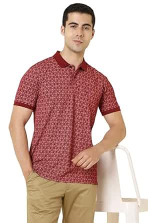 Buy Allen Solly Men Red Print Polo Neck T-Shirt at Amazon.in