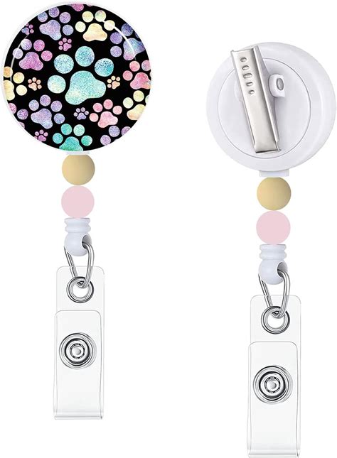 Amazon.com : Immaturus Puppy Dog Paw Badge Reel Retractable with Beads ...