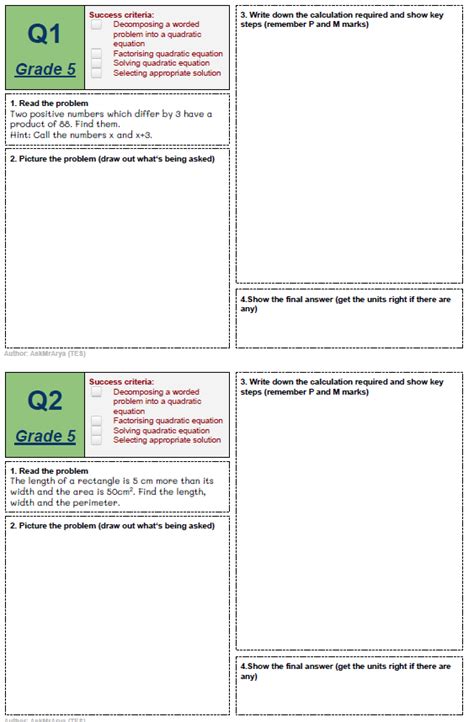 Image result for Quadratic Word Problems Worksheet PDF