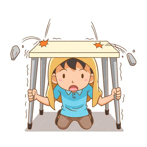 Premium Vector | Cartoon boy hiding under the desk.