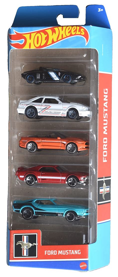 Hot Wheels Cars - Ford Mustang Collection, 5-Pack Die-Cast Metal ...