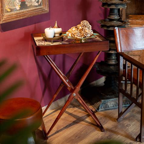 Buy Tables | Mogra Butler White & Blue Tray | Shop at The Purple ...