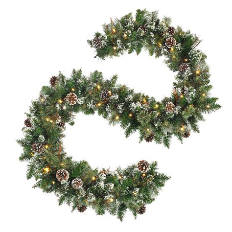 OasisCraft 9 FT Prelit Christmas Garland with Pine Cones, Artificial ...