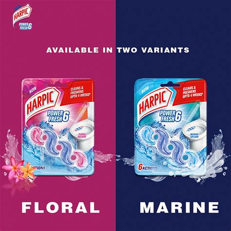 Buy HARPIC POWER FRESH 6 TOILET CLEANER RIM BLOCK MARINE SPLASH - 35 G ...