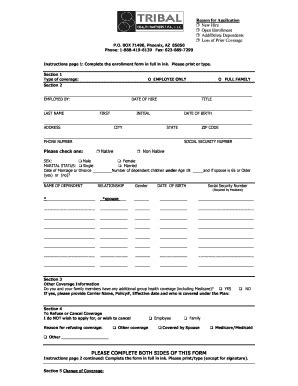 Employee Health Insurance Enrollment Form - Blank Fillable Template ...