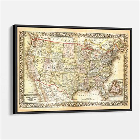 Breakwater Bay Natoas Beige Old US Map Wall Art Canvas 3720 On Canvas ...
