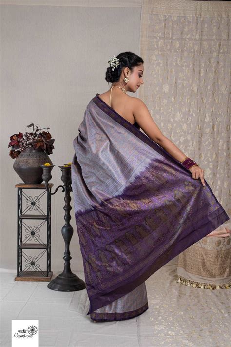 Light dark Purple Tanchoi Jamawar Handloom Silk Saree – Kaashicreation