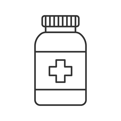 Prescription pills bottle linear icon. Thin line illustration ...