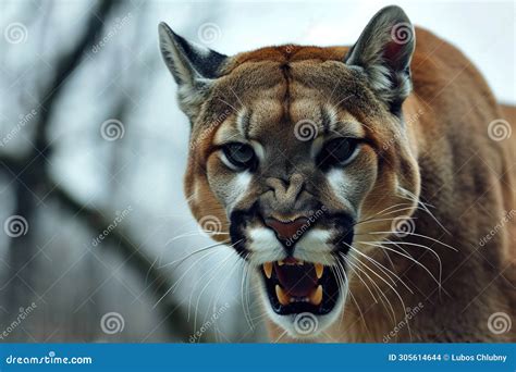 Roaring Cougar Or Mountain Lion Hunts Its Prey Royalty-Free Stock Photography | CartoonDealer ...