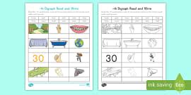 -sh Digraph Read and Write Worksheet (teacher made) - Twinkl