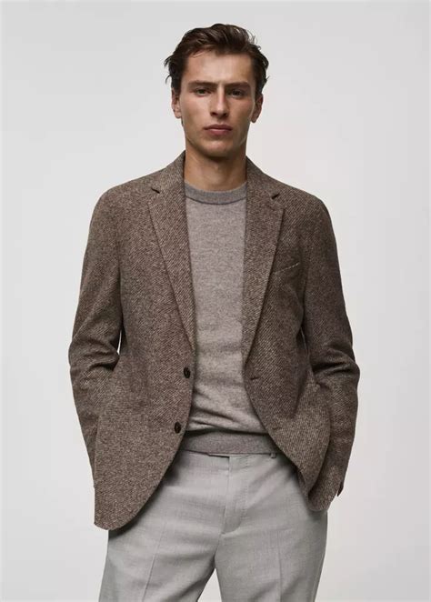 Italian virgin wool flannel tailored jacket - Men | MANGO Vietnam