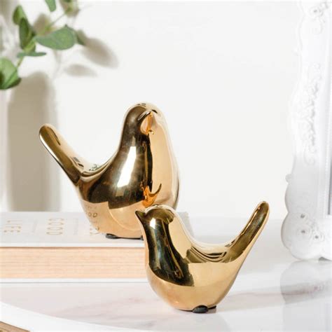 Ceramic Bird Showpiece Gold Set Of 2 Online - Premium Decor Object ...