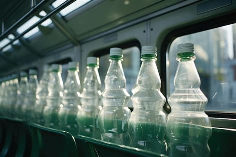 Row of empty water bottles on a train can be used to illustrate ...