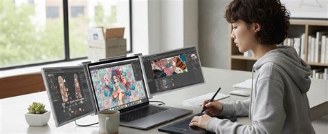 RIITEK 14" Portable Tri Screen Monitor, Dual 1080P Display Extender for ...