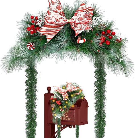 Amazon.com: SnnyNyx 24 Inch Christmas Mailbox Swag With Lights ...
