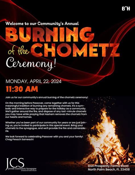 Burning of the Chometz Ceremony, Jewish Community Synagogue, North Palm ...