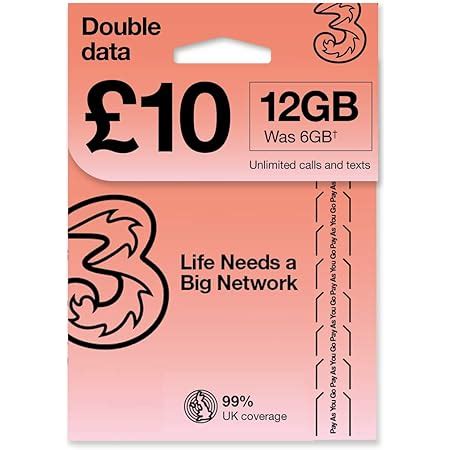 UK Prepaid sim card - 12 GB + 300 minutes + 3000 texts for 30 days ...