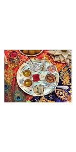 BENGALEN Diwali Gift Pooja Thali Set Silver Plated 9.5 Inch with Coin ...