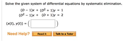 Image result for Solve System of Differential Equations Elimination Using Operators