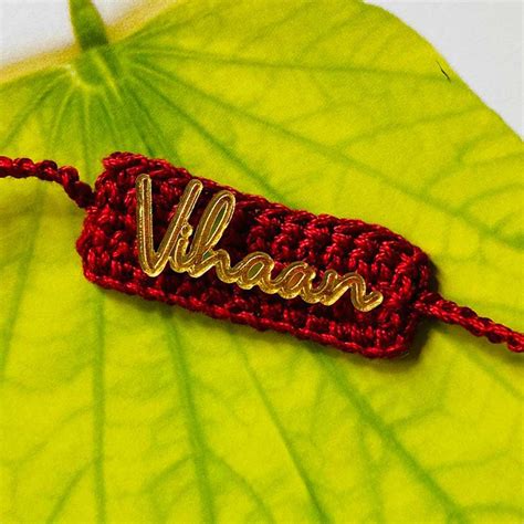 Buy Personalized Handmade Crochet Rectangle Shape Cotton Rakhi With ...
