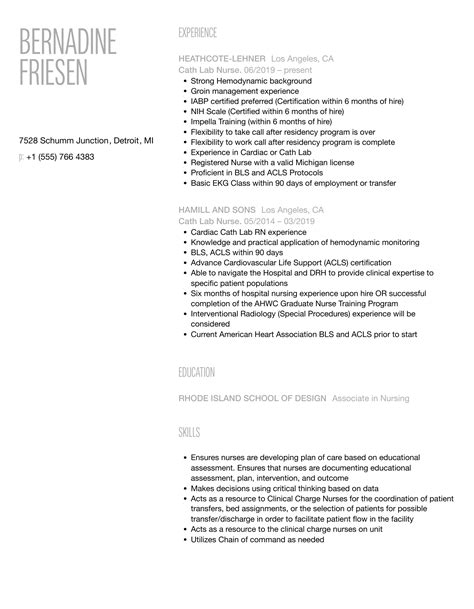 Image result for Cath Lab Tech Resume