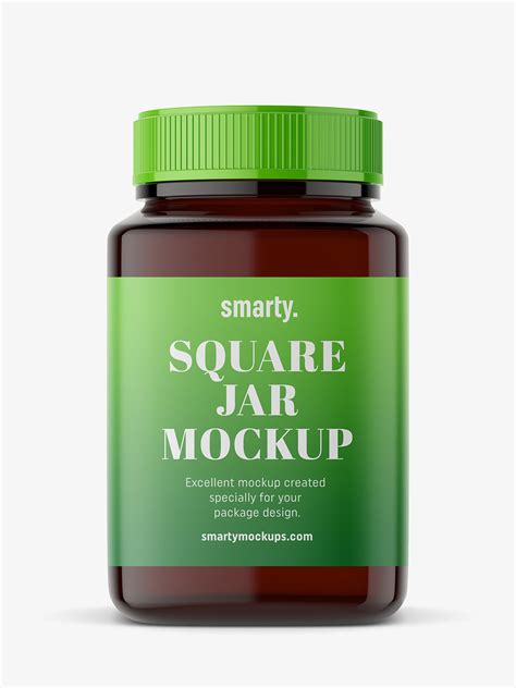 Square jar mockup / amber - Mockups Design