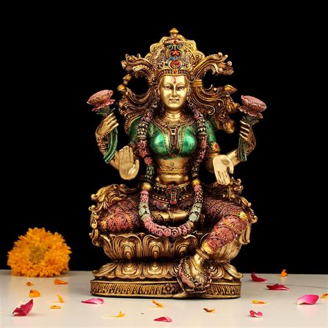 Buy SANDECO Resin 9 Inches Laxmi Copper Finish Hindu God Statue Laxmi ...