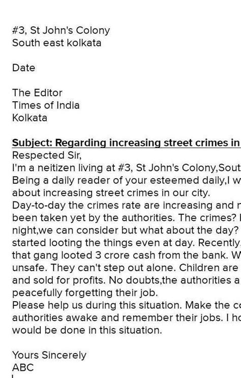 letter on street crim - Brainly.in