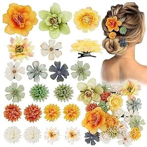 PALAY® 20pcs Flowers Hair Clips for Women Girls, Bohemian Rose Hair ...