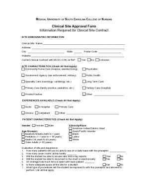 Fillable Online Clinical Site Approval Form Information Required for ...