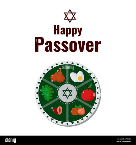 Jewish holiday Passover, Pesach, traditional icons and symbols. Vector ...