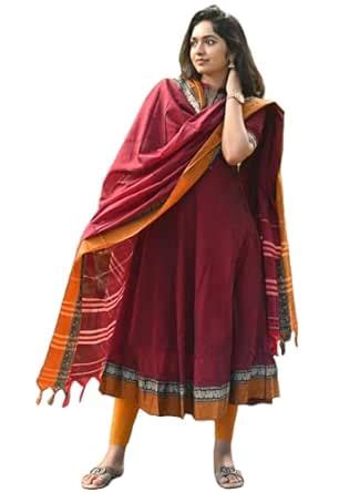 ANNI DESIGNER Women's Rayon Viscose Solid Anarkali Kurta with Dupatta ...
