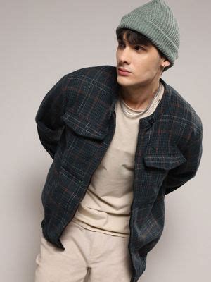 Buy Campus Sutra Mens Forest Green Tartan Plaid Jacket with Flap ...