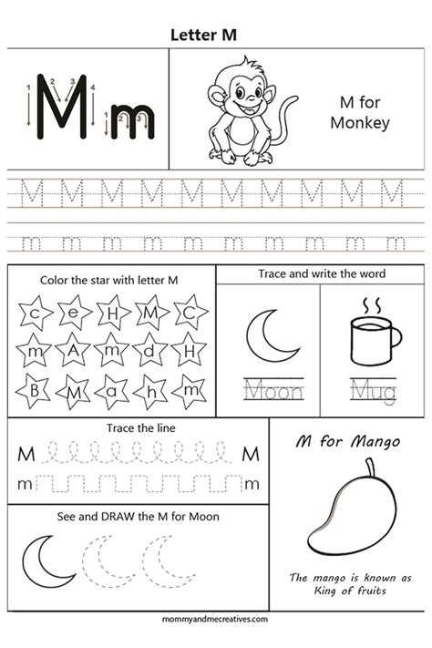 Letter M Printable Worksheet for Preschoolers