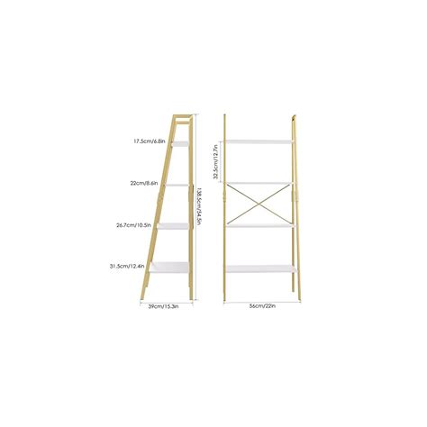 Buy FINETONES Bookshelf 4 Tier, Wood Bookcase with Metal Frame, Open ...