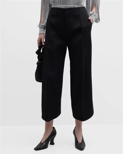Bottega Veneta Canvas Cropped Flare Pants | Neiman Marcus