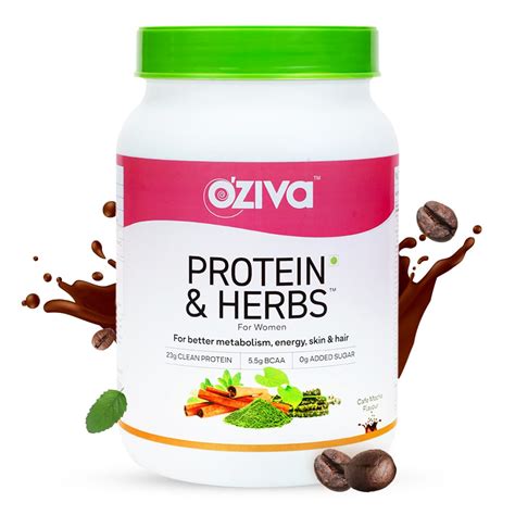 OZiva Protein & Herbs for Women (Cafe Mocha) to Reduce Body Fat, Manage ...