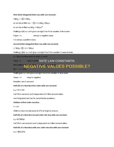 Rate Law Constants: Negative Values Possible? | LawShun
