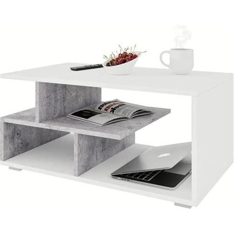 Meble Pitus Tavolino Da Caffè Moderno - 90x50x49 Cm, Design Quercia Sonoma/Bianco Con Ripiano Inferiore