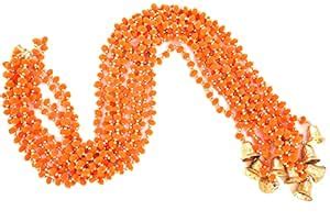 Evisha Orange 4 Pcs Pom Pom Golden Pearl and Bells Wall Hanging Wall ...