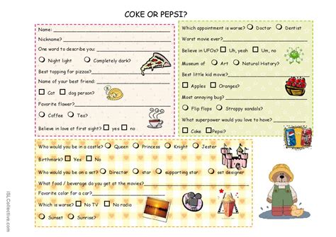 Coke or Pepsi? (2/2): English ESL worksheets pdf & doc