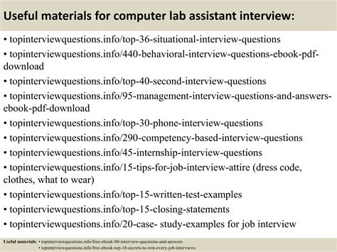 Computer Lab Assistant Interview 的图像结果
