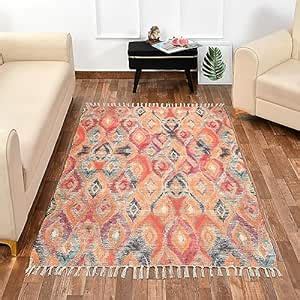 Buy HOMADORN Handmade Sustainable Printed Modern Dhurrie/Rugs/Carpet ...