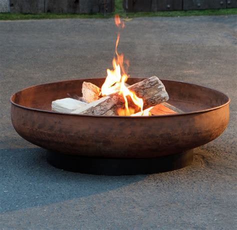 Large Fire Pit Wood Burning 35" Steel Bowl Round Big Rustic Backyard ...