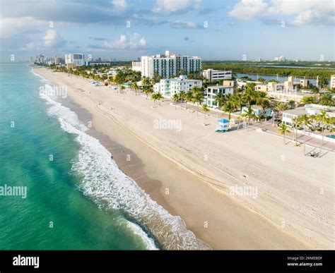 Aerial Panoramic View, Hollywood Beach, Miami, Florida Stock Photo - Alamy