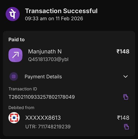 2026-02-11 N/A Transaction to Manjunath N CLIENT PLACE TO OFFICE INR ...