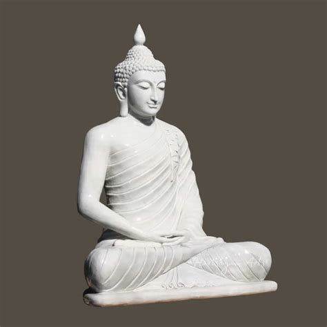 Pure White Marble Buddha Statue in Meditating Position